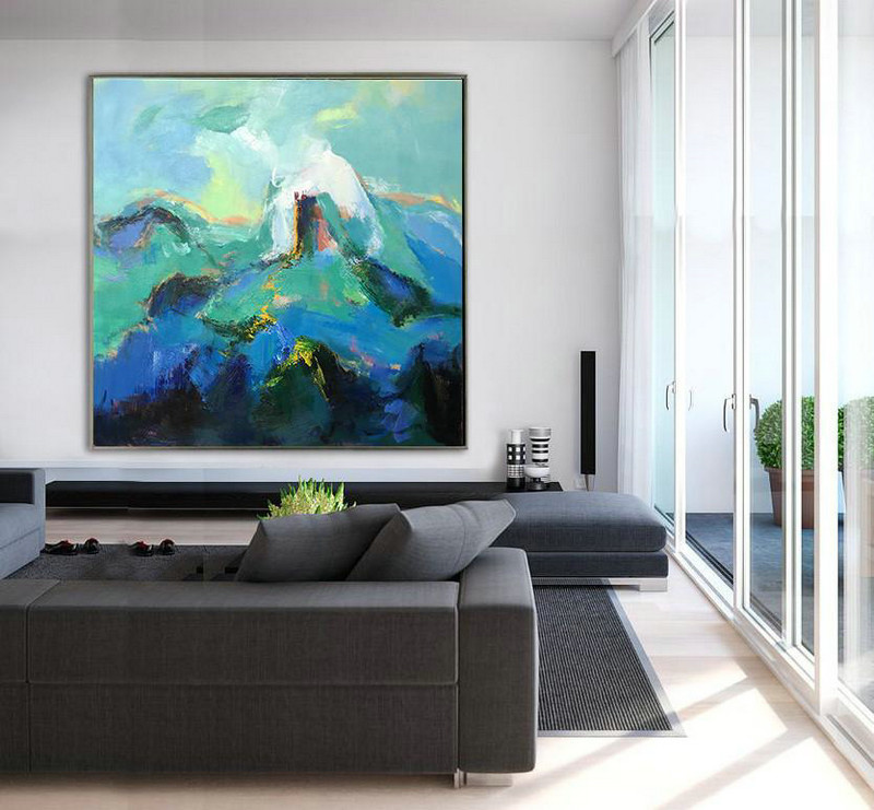 Large Abstract Art Handmade Oil Painting,Oversized Palette Knife Painting Contemporary Art On Canvas,Canvas Wall Paintings,Blue.Green,White.etc